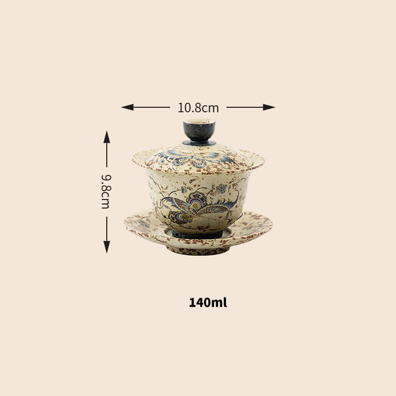 Bộ trà cao cấp cổ điển Trung Quốc Flint Red Sancai Tea Bowl Kung Fu Tea Set