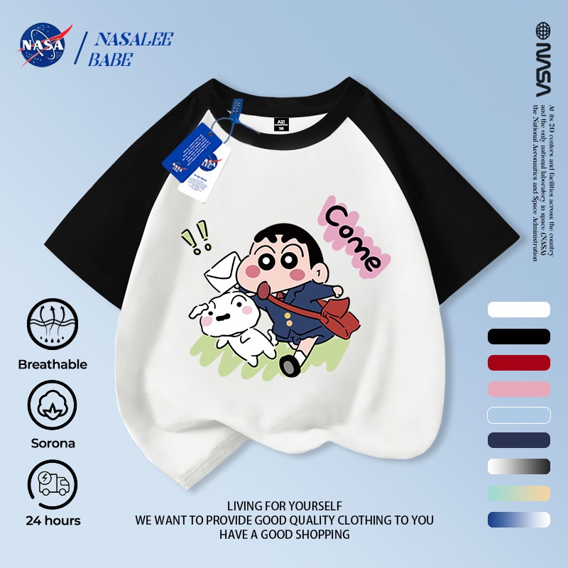 Áo thun trẻ em NASA, Crayon Shin-Chan in hình bé trai 2-16 tuổi mùa hè ngắn tay