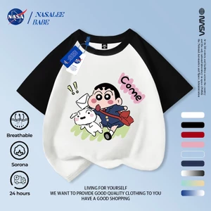 Áo thun trẻ em NASA, Crayon Shin-Chan in hình bé trai 2-16 tuổi mùa hè ngắn tay