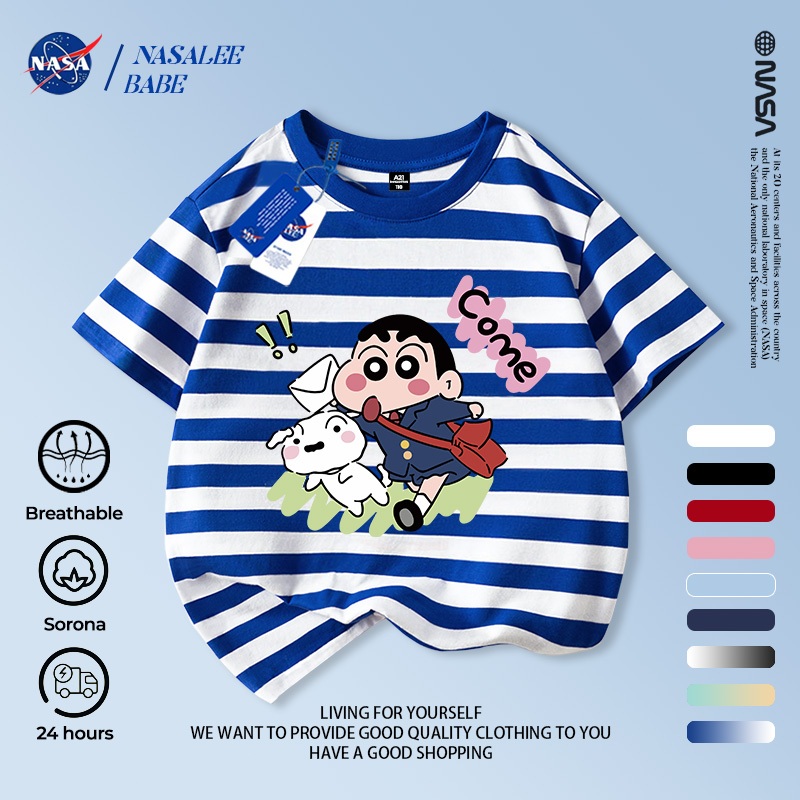 Áo thun trẻ em NASA, Crayon Shin-Chan in hình bé trai 2-16 tuổi mùa hè ngắn tay
