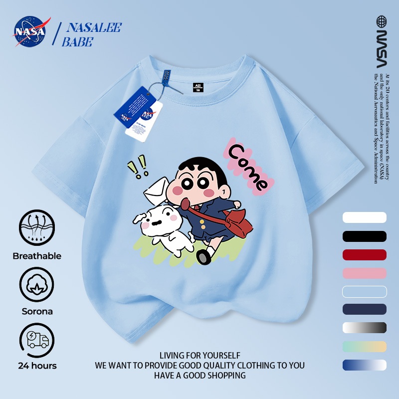 Áo thun trẻ em NASA, Crayon Shin-Chan in hình bé trai 2-16 tuổi mùa hè ngắn tay