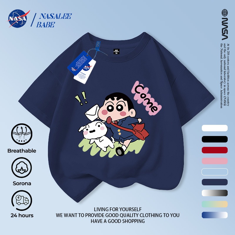 Áo thun trẻ em NASA, Crayon Shin-Chan in hình bé trai 2-16 tuổi mùa hè ngắn tay