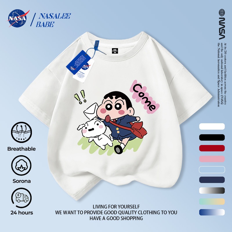 Áo thun trẻ em NASA, Crayon Shin-Chan in hình bé trai 2-16 tuổi mùa hè ngắn tay