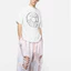 Chữ Vintage Đau Khổ Nút In Logo Áo Thun Unisex Nam Tee Trắng