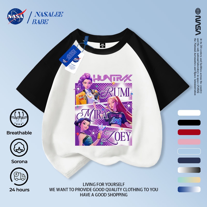Áo thun cầu vai NASA Demon Hunters cho bé trai bé gái, vải cotton thoáng, giao 24h