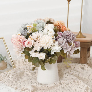 Nhân Tạo Lụa Hoa Hồng Pompom Hoa Cúc Hoa Giả Vintage Nhà Phòng Khách Trang Trí Bàn Cưới Cô Dâu Đảng Chụp Ảnh Chống Đỡ Thẩm Mỹ Vật Trang Trí