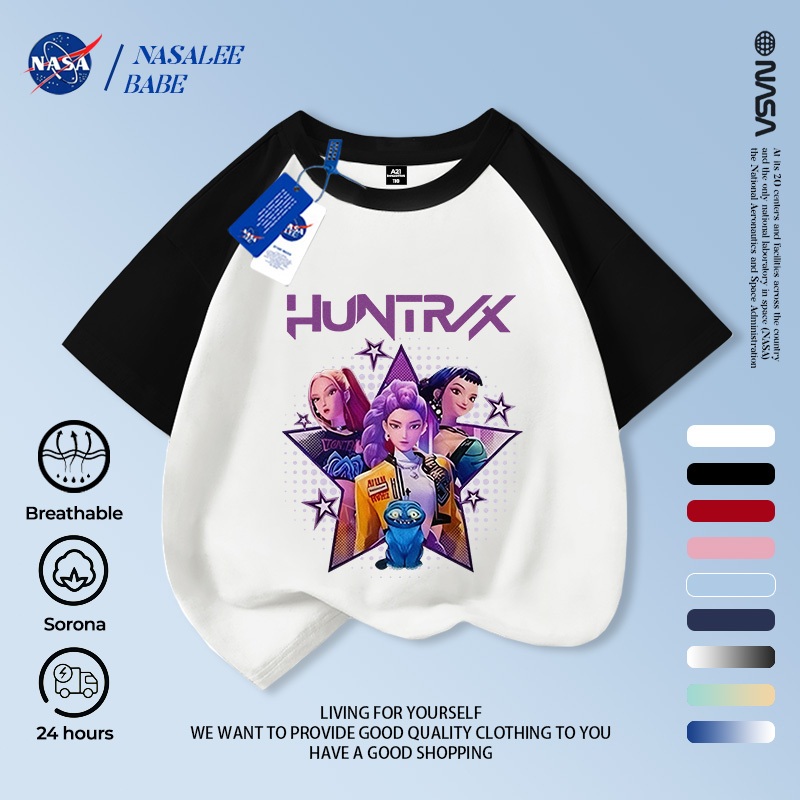Áo thun sọc NASA Demon Hunters cho bé trai bé gái, vải cotton thoáng, giao 24h