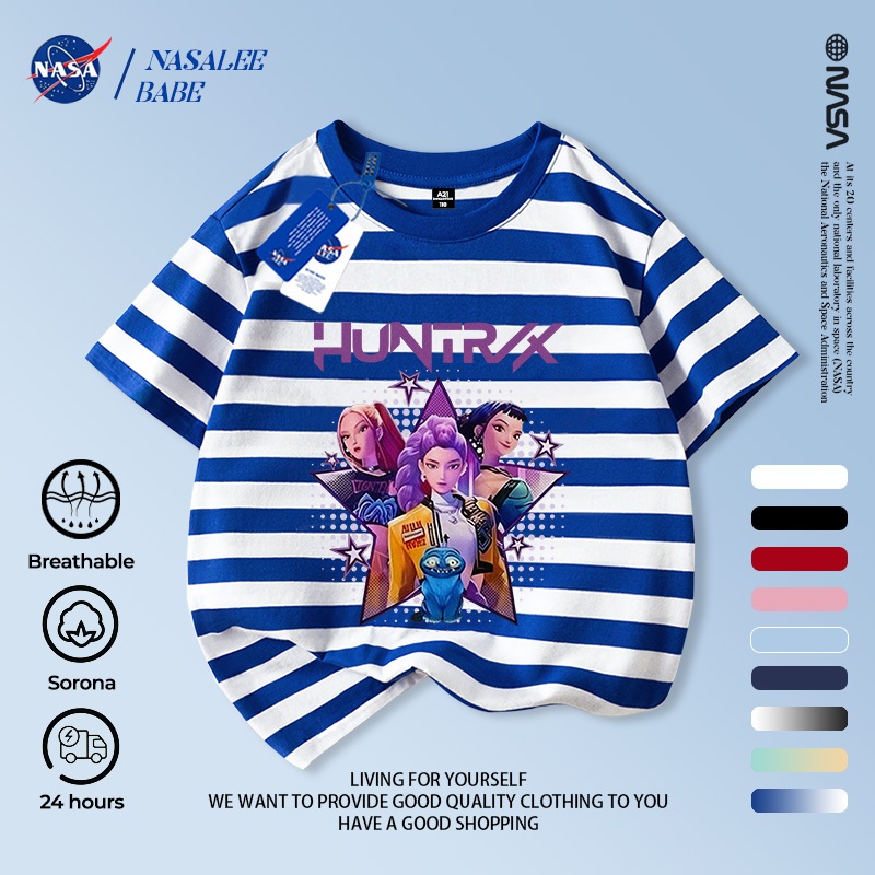 Áo thun sọc NASA Demon Hunters cho bé trai bé gái, vải cotton thoáng, giao 24h