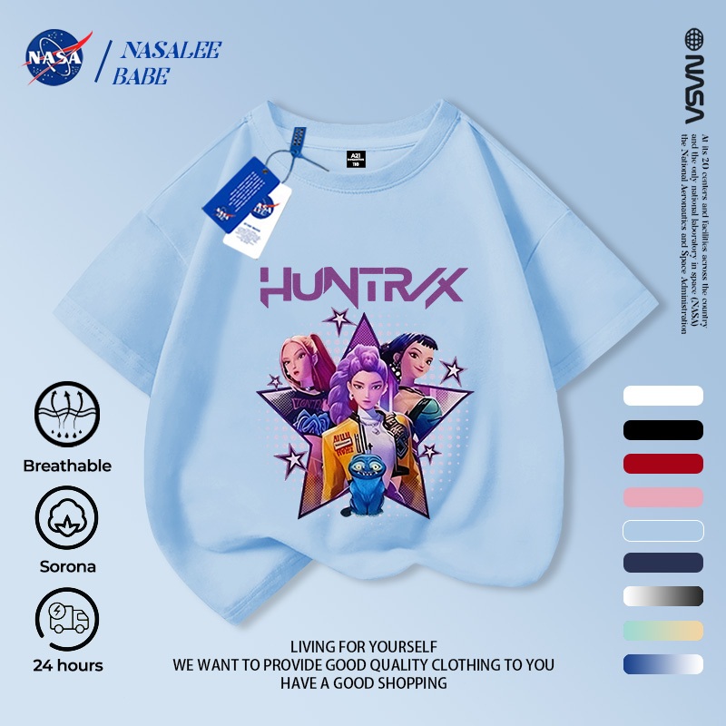 Áo thun sọc NASA Demon Hunters cho bé trai bé gái, vải cotton thoáng, giao 24h