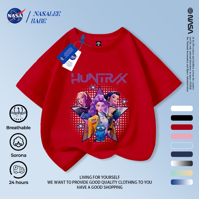 Áo thun sọc NASA Demon Hunters cho bé trai bé gái, vải cotton thoáng, giao 24h