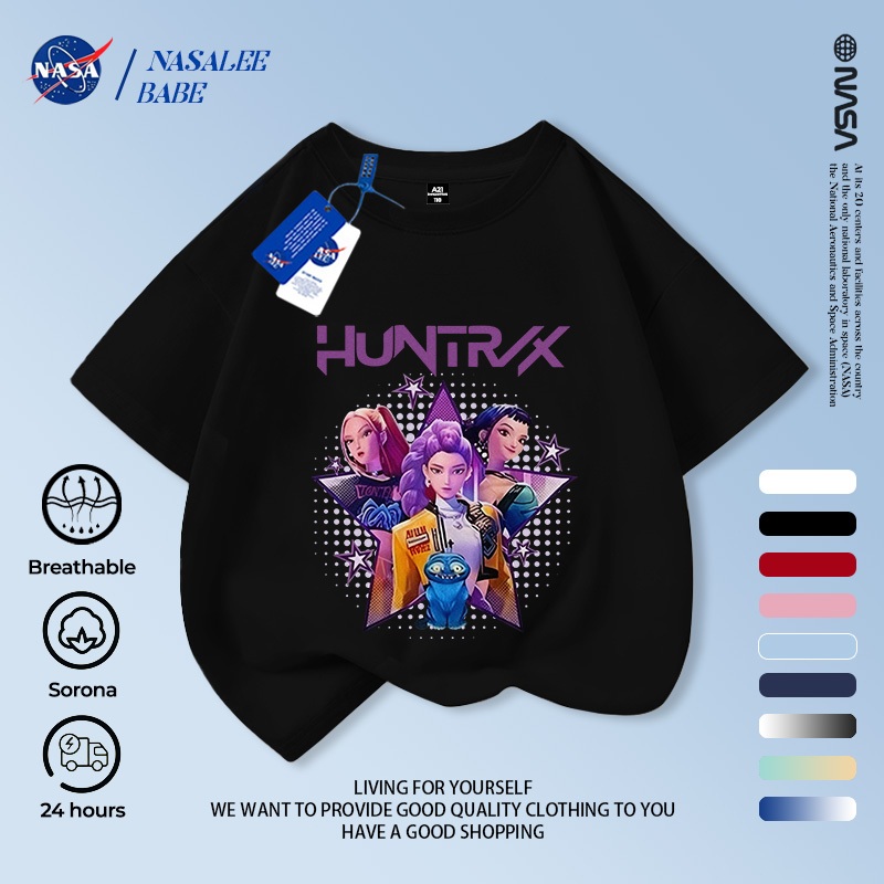 Áo thun sọc NASA Demon Hunters cho bé trai bé gái, vải cotton thoáng, giao 24h