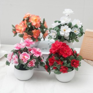 Nhân Tạo Hoa Cúc Chậu Cây Giả Lụa Hoa Cây Cảnh Nhà Nhỏ Để Bàn Trang Trí Phòng Trang Trí Trong Nhà Thực Tế Rhododendron Hiển Thị