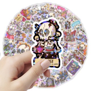 Bộ 50 Laser Kinh Dị Đầu Lâu Ma Miếng Dán DIY Notebook Tủ Lạnh Đàn Guitar Laptop Xe Đạp Halloween Miếng Dán