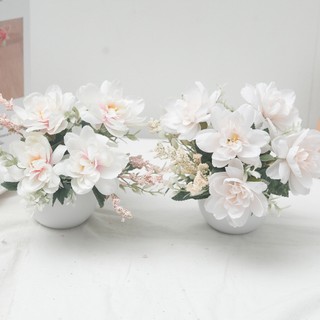 Nhân Tạo Chậu Hoa Mini Giả Cây Cảnh Lụa Hoa Bộ Nhà Phòng Để Bàn Trang Trí Văn Phòng Bình Nhựa Nhỏ Trang Trí Đám Cưới Thẩm Mỹ Hồng Trắng