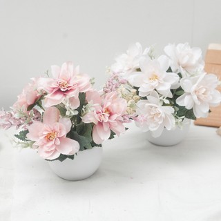 Nhân Tạo Chậu Hoa Mini Giả Cây Cảnh Lụa Hoa Bộ Nhà Phòng Để Bàn Trang Trí Văn Phòng Bình Nhựa Nhỏ Trang Trí Đám Cưới Thẩm Mỹ Hồng Trắng