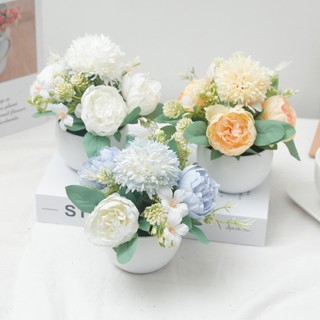 Nhân Tạo Lụa Giả Hoa Mẫu Đơn Chậu Cây Mini Hoa Cẩm Tú Cầu Cây Cảnh Phòng Thẩm Mỹ Văn Phòng Nhà Trang Trí Bàn Làm Việc Đám Cưới Bàn Khách Đồ Trang Trí Hoa Sắp Xếp