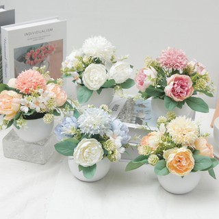Nhân Tạo Lụa Giả Hoa Mẫu Đơn Chậu Cây Mini Hoa Cẩm Tú Cầu Cây Cảnh Phòng Thẩm Mỹ Văn Phòng Nhà Trang Trí Bàn Làm Việc Đám Cưới Bàn Khách Đồ Trang Trí Hoa Sắp Xếp