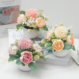 Nhân Tạo Lụa Giả Hoa Mẫu Đơn Chậu Cây Mini Hoa Cẩm Tú Cầu Cây Cảnh Phòng Thẩm Mỹ Văn Phòng Nhà Trang Trí Bàn Làm Việc Đám Cưới Bàn Khách Đồ Trang Trí Hoa Sắp Xếp
