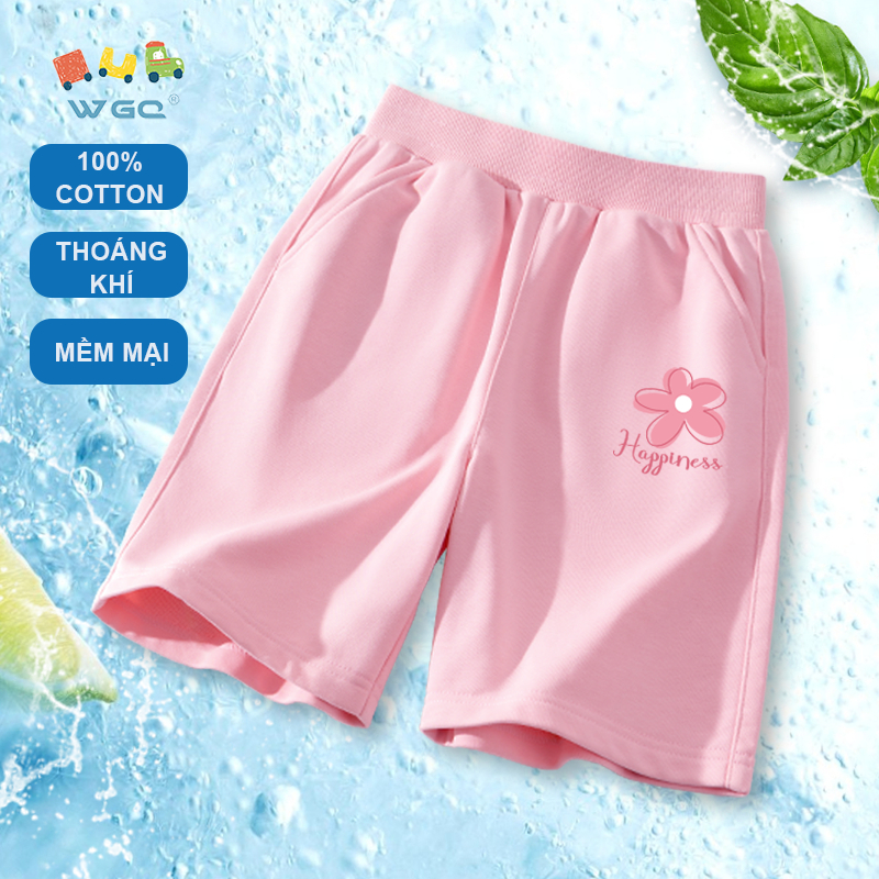 W.G.Q Quần short bé gái，Quần short thể thao Cotton nguyên chất in hoa，mềm mại thoải mái，thấm mồ hôi thoáng khí