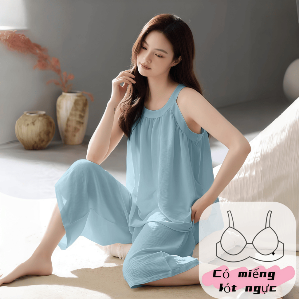 【Có miếng độn ngực】Áo ngủ nữ mặc ở nhà hay đi chơi đều được – dây quai, màu đơn giản, thoáng mát, dễ chịu, mặc được cả bốn mùa xuân hè – Hàng mới về.