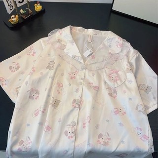 Bộ đồ ngủ nữ từ lụa với họa tiết đáng yêu, thoải mái khi mặc ở nhà