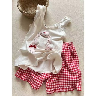 Bộ đồ ngủ thỏ dễ thương dành cho nữ quần short ca rô