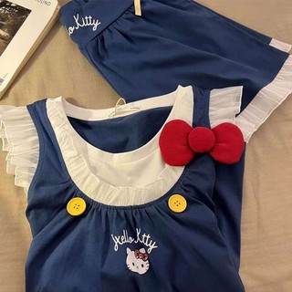 Bộ đồ ngủ tay ruồi nhỏ hoạt hình dễ thương Bộ quần short ren nữ