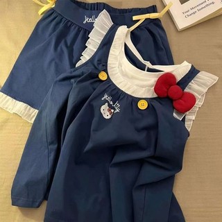 Bộ đồ ngủ tay ruồi nhỏ hoạt hình dễ thương Bộ quần short ren nữ