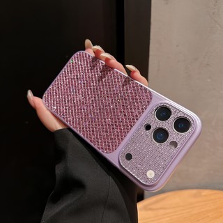 Ốp điện thoại lấp lánh toàn bộ cửa sổ lớn sang trọng phù hợp cho iPhone 11 12 13 14 15 16 17 Pro Max Vỏ silicon chống rơi