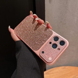Ốp điện thoại lấp lánh toàn bộ cửa sổ lớn sang trọng phù hợp cho iPhone 11 12 13 14 15 16 17 Pro Max Vỏ silicon chống rơi