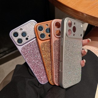 Ốp điện thoại lấp lánh toàn bộ cửa sổ lớn sang trọng phù hợp cho iPhone 11 12 13 14 15 16 17 Pro Max Vỏ silicon chống rơi