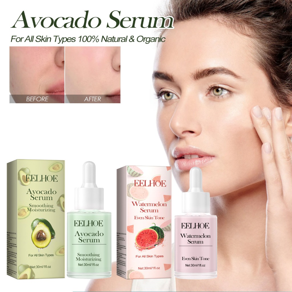 EELHOE Bơ / Dưa Hấu Hydrating Facial Serum – Làm Sáng Da, Giảm Nếp Nhăn, Tinh Tế Lỗ Chân Lông, Công Thức Tự Nhiên Cho Mọi Loại Da 30ml