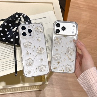 Ốp điện thoại hoa thủy tinh lập thể 3D sáng tạo phù hợp cho iPhone 11 12 13 14 15 16 17 Pro Max trong suốt bao gồm tất cả vỏ silicon chống rơi