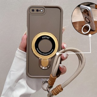Ốp Lưng Cho iPhone 7 Plus 8 Plus 6S Plus 6 Plus 7 8 6 6S Cao Cấp Tối Giản Chống Rơi Vỏ Điện Thoại Thẩm Mỹ 3D Kim Loại Giá Đỡ Điện Thoại Miễn Phí Tinh Tế Dây