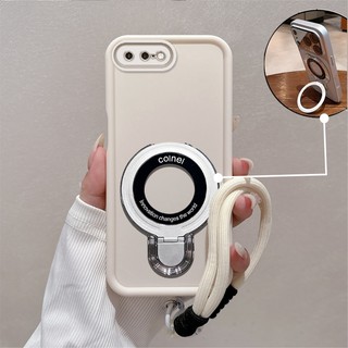 Ốp Lưng Cho iPhone 7 Plus 8 Plus 6S Plus 6 Plus 7 8 6 6S Cao Cấp Tối Giản Chống Rơi Vỏ Điện Thoại Thẩm Mỹ 3D Kim Loại Giá Đỡ Điện Thoại Miễn Phí Tinh Tế Dây