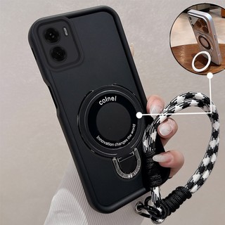 Ốp Lưng Cho OPPO A6 A6X Cao Cấp Tối Giản Chống Rơi Điện Thoại Thẩm Mỹ 3D Kim Loại Giá Đỡ Điện Thoại Miễn Phí Tinh Tế Dây