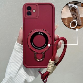 Ốp Lưng Cho Samsung A06 A07 Cao Cấp Tối Giản Chống Rơi Điện Thoại Thẩm Mỹ 3D Kim Loại Giá Đỡ Điện Thoại Miễn Phí Tinh Tế Dây