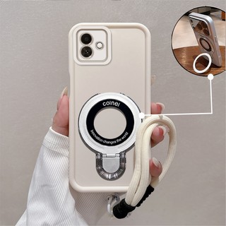 Ốp Lưng Cho Samsung A06 A07 Cao Cấp Tối Giản Chống Rơi Điện Thoại Thẩm Mỹ 3D Kim Loại Giá Đỡ Điện Thoại Miễn Phí Tinh Tế Dây