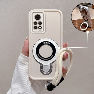 Ốp Lưng Cho Redmi Note 11S 4G Note 11 4G Cao Cấp Tối Giản Chống Rơi Điện Thoại Thẩm Mỹ 3D Kim Loại Giá Đỡ Điện Thoại Miễn Phí Tinh Tế Dây