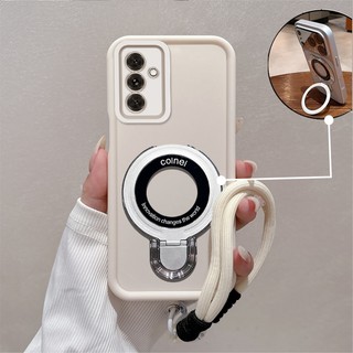 Ốp Lưng Cho Samsung A16 A17 Cao Cấp Tối Giản Chống Rơi Điện Thoại Thẩm Mỹ 3D Kim Loại Giá Đỡ Điện Thoại Miễn Phí Tinh Tế Dây