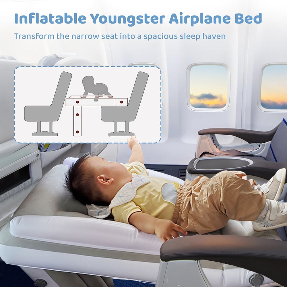 Giường hơi hình máy bay cho trẻ em, đệm lót ghế máy bay giường hơi PVC dày dặn