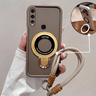 Ốp Lưng Cho vivo Y11 Y12 Y15 Y17 Y19 Ốp Điện Thoại Chống Rơi Tối Giản Cao Thẩm Mỹ 3D Kim Loại Giá Đỡ Điện Thoại Miễn Phí Tinh Tế Dây