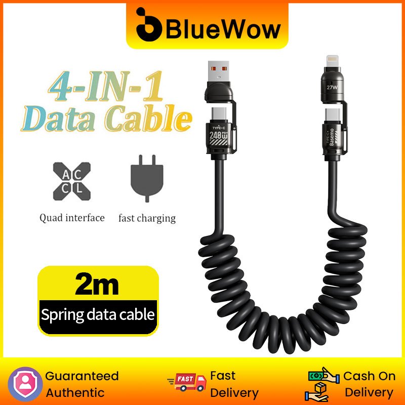 Cáp sạc nhanh BlueWow 4 trong 1 [1.5M] Cáp Usb Type C cho dây cáp sạc Usb C