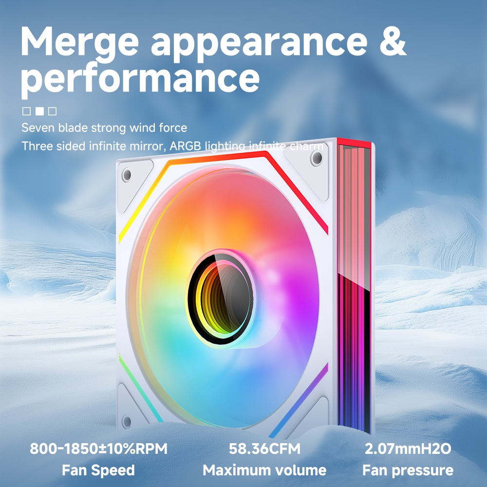 Jungle Leopard Prism 6MAX ARGB Quạt CPU 120mm Đen Trắng 3 Mặt Gương Vô Cực 5V 3PIN ARGB Mobo Sync 4PIN PWM Daisy Chain | BigBuy360 - bigbuy360.vn