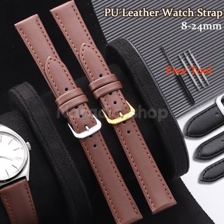 8-24mm Full Size Da PU Dây Đeo Đồng Hồ Cho Doanh Nghiệp Họa Tiết Trơn Dây Đeo Đồng Hồ Nam Nữ Thay Thế Đồng Hồ Vòng Tay Dây Đeo Tay