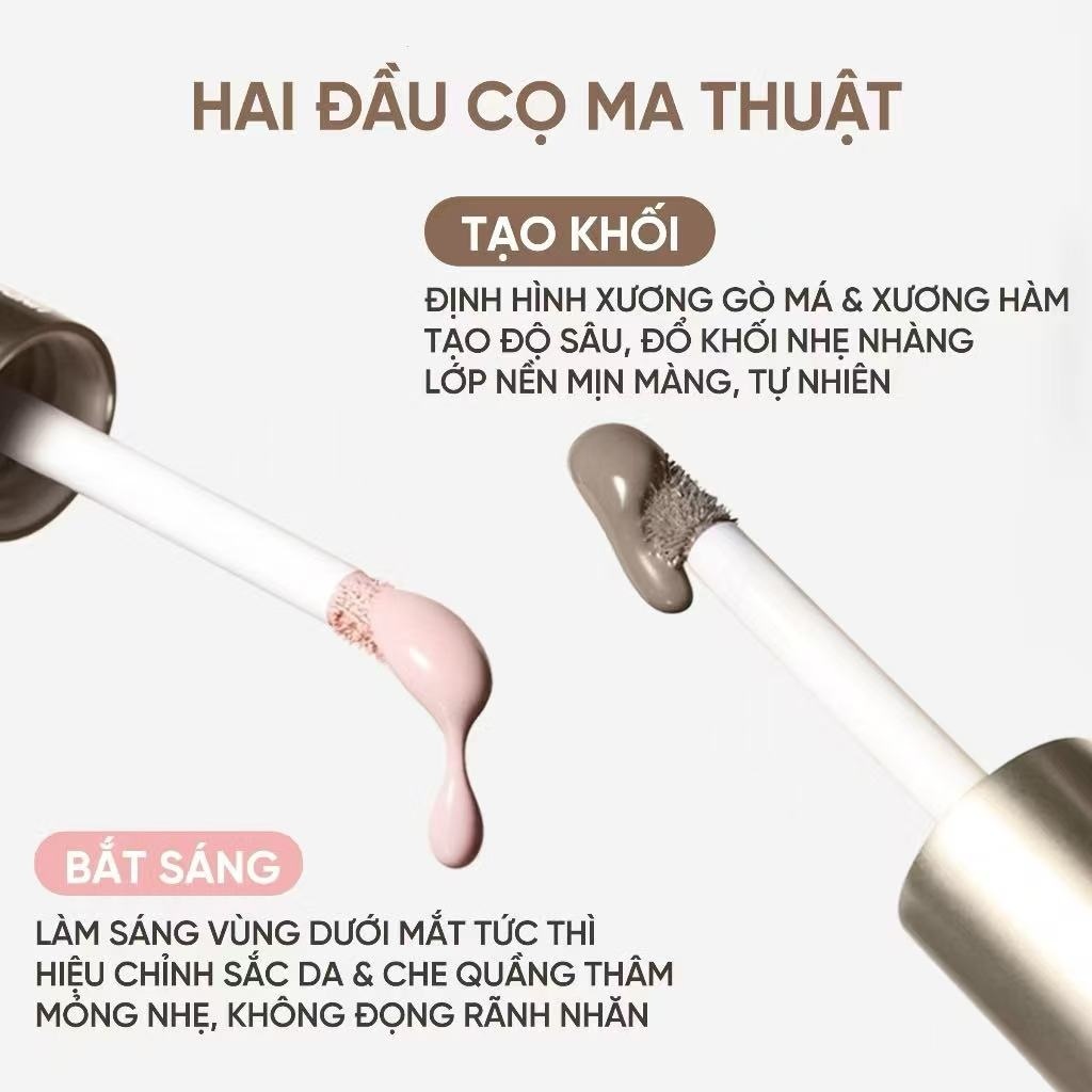 【Adel Floro】Bút Tạo Khối Highlight 2in1 |Dạng kem lỏng, Tạo khối &làm sáng, Dễ tán,Gọn nhẹ mang theo
