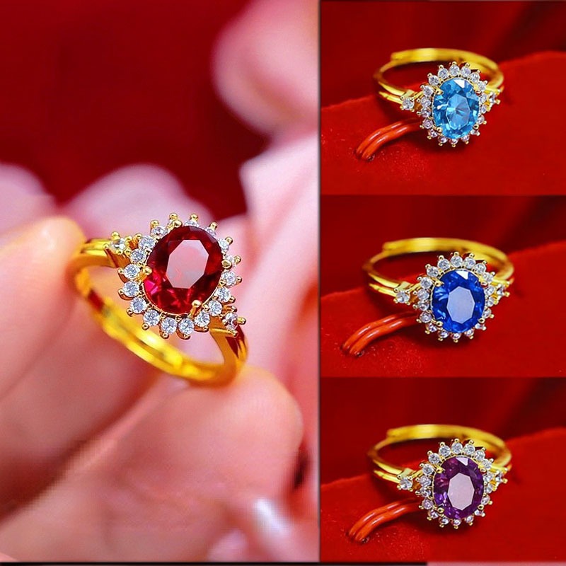 【BÁN BUÔN】Nhẫn kim cương nữ Emas 916 Gold Bangkok vàng 18k nhẫn vàng nữ nhẫn vàng