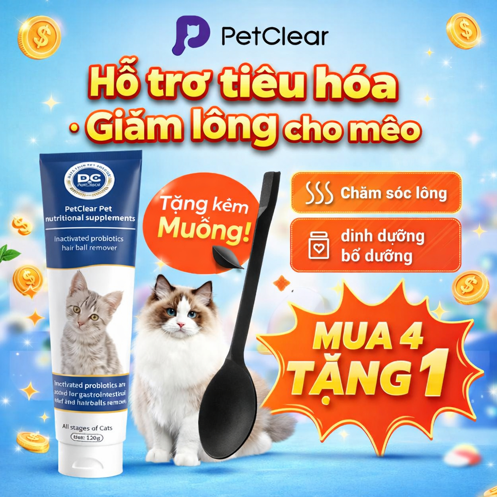 [Muỗng đo miễn phí] Kem tiêu búi lông Petclear | Hỗ trợ đào thải lông nhẹ nhàng | Chăm sóc hằng ngày giúp mèo thoải mái hơn