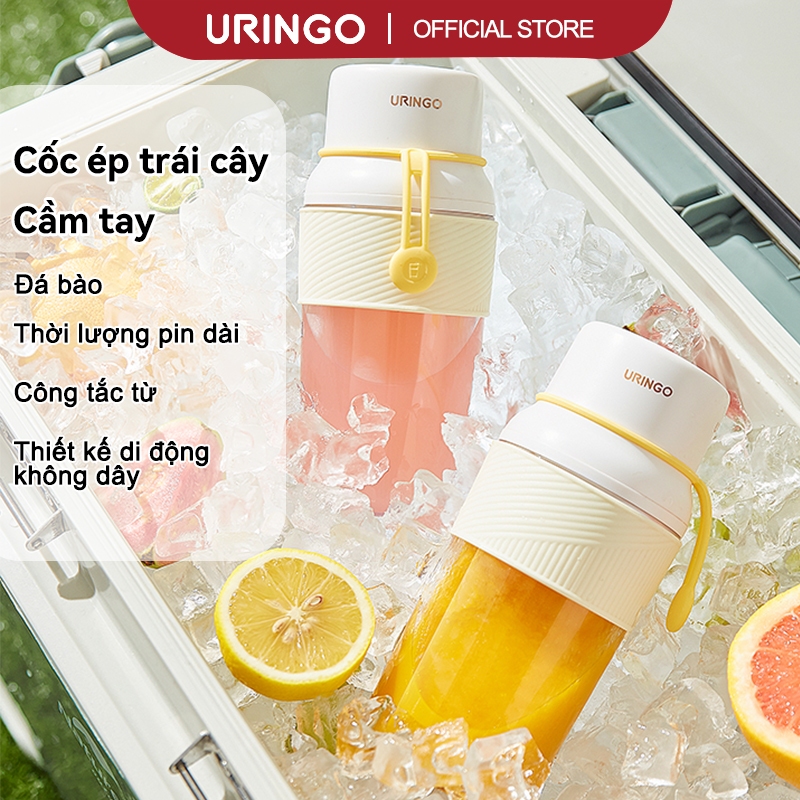 Máy ép trái cây kiêm máy xay đá cầm tay URINGO không dây, máy xay sinh tố mini (1300mAh/300ml)