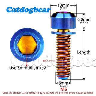 Catdogbear Titanium M6X16 18 20 25 30 35mm Bu lông Ổ cắm đầu bu lông có vòng đệm để gắn vít xe đạp